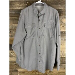 Bass Pro Shops Mens Sz 46" Chest Long Roll Tab Sleeve Button Down Vented Shirt